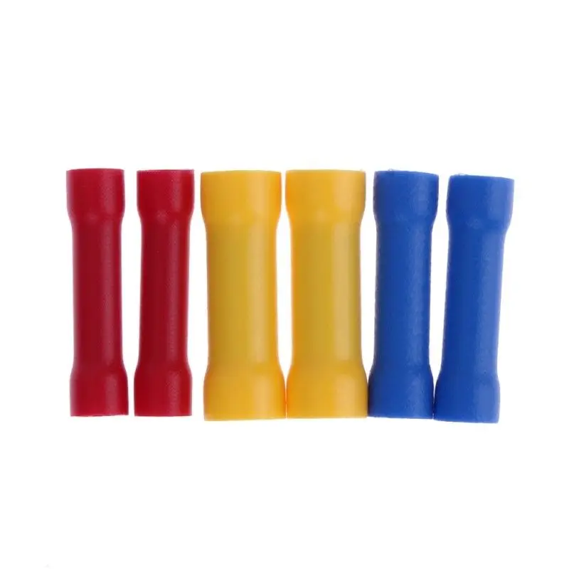 

100x Insulated Straight Wire Butt Connectors Electrical Crimp Terminals 3 Colors