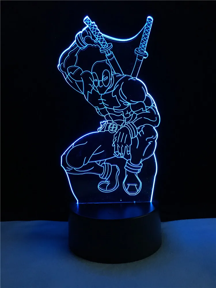 Amroe популярная фигурка из фильма Марвел Анти герой Дэдпул фигурка 7 цветов ночной Светильник для мужчин и мальчиков Декор для спальни подарки