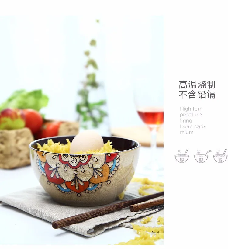 Брендовая высококачественная керамическая посуда в западном стиле, домашний фарфор с цветочным рисунком, ручная роспись, миски, модная суповая лапша, креативные тарелки