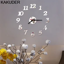 Kakuder стена, часы, узор, цифры, сделай сам, 3D декоративная настенная наклейка, домашний декор, часы, гостиная, украшение для дома, зеркало 12. MAR.23