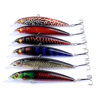 

Trout Wobbler For Trolling Minnow Sea Fishing Lures 11cm 13.4g 6pcs For Bass Perch Pike Fishing Baits