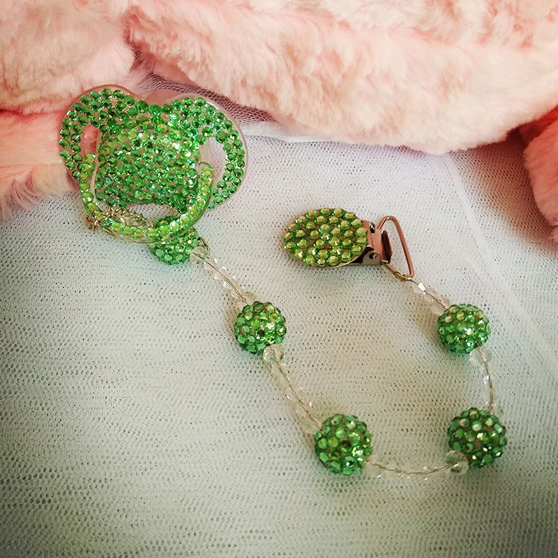 Baby Girl Child Convertible Crystal Pacifier Clip Bracelet Necklace Flower Bling rhinestone diamond bead Pacifier Clip ys9600