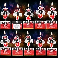 HOT Birthday Number 0-9 Candles Cartoon Mickey Minnie Mouse Happy Birthday Candle Cake Cupcake Topper Party Decoration Supplies