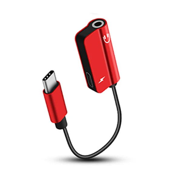 2 в 1 usb type C быстрое зарядное устройство аудио кабель конвертер для Xiaomi Mi 6 huawei mate 10 Pro адаптер 3,5 мм разъём для наушников разветвитель AUX - Цвет: Красный