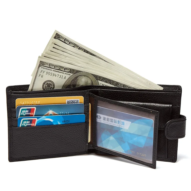 

Genuine Leather Men Wallets Brand High Quality Design with Coin Pocket Purses Gift For Card Holder Bifold Male Purse