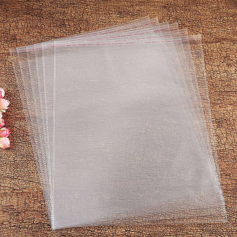 100 шт полипропиленовые целлофановые пакеты большого размера для одежды прозрачные пакеты Opp самоклеющиеся пластиковые пакеты для одежды