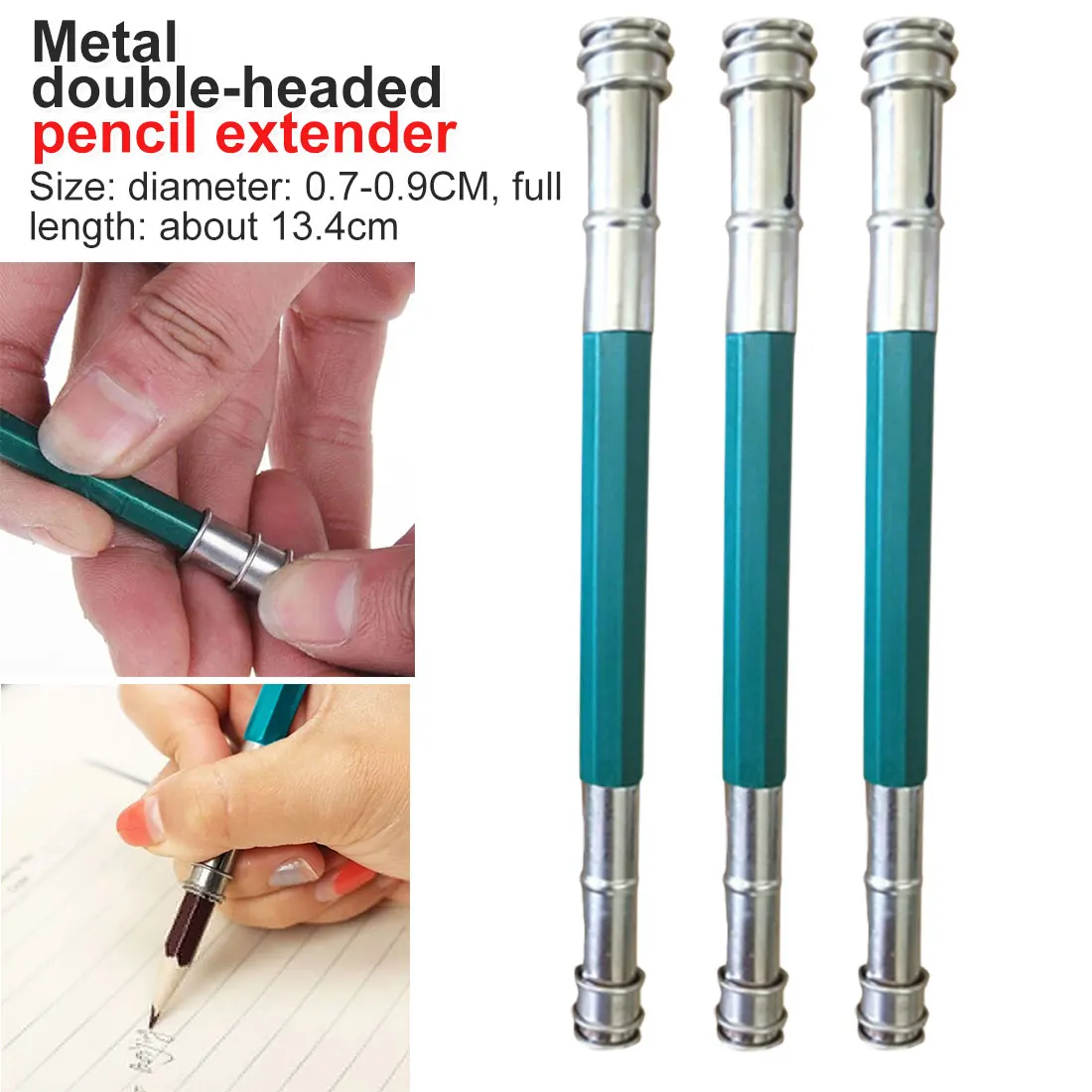 

Creative Metal Stainless Steel Double Pencil Extender Pen Holder Sketch School Office Painting Art Write Tool