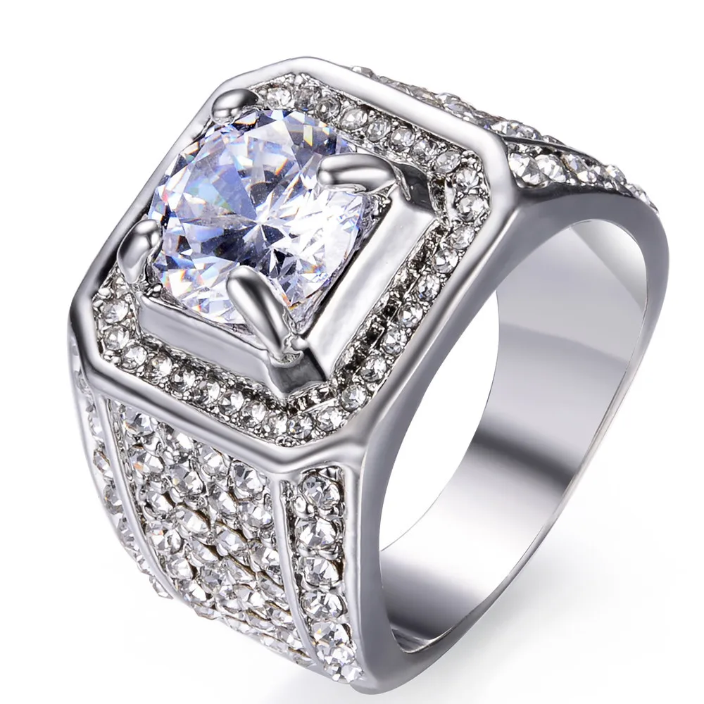 HIP Hop Bling Iced Out Dragon Claw Cubic Zirconia Rings Silver Color Lovers Wedding Ring for Men Women Jewelry Gift | Украшения и