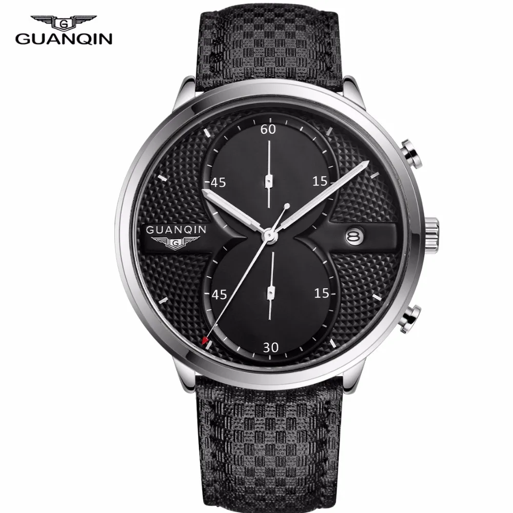 

GUANQIN Watches Men Business Casual Chronograph Clock Brand Luxury Leather Strap Quartz Watch Mens Fashion Creative Wristwatch