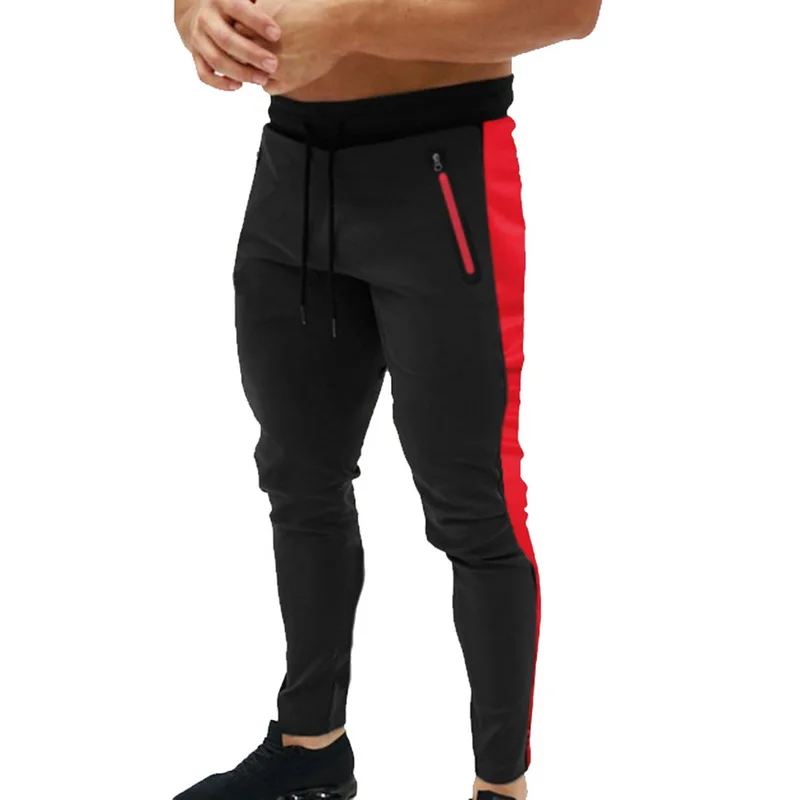 MJARTORIA, Мужские штаны для бега, для фитнеса, для спортзала, для бега, высокие эластичные спортивные брюки, для спортзала, повседневные, для тренировок, в полоску, спортивная одежда, мужские спортивные штаны - Цвет: Black