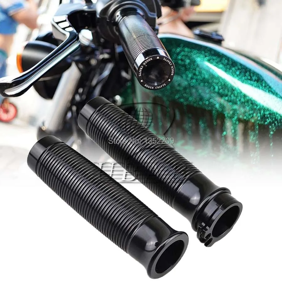 Black Rough Crafts 1" Handlebar Hand Grips Fits For Harley Sportster XL