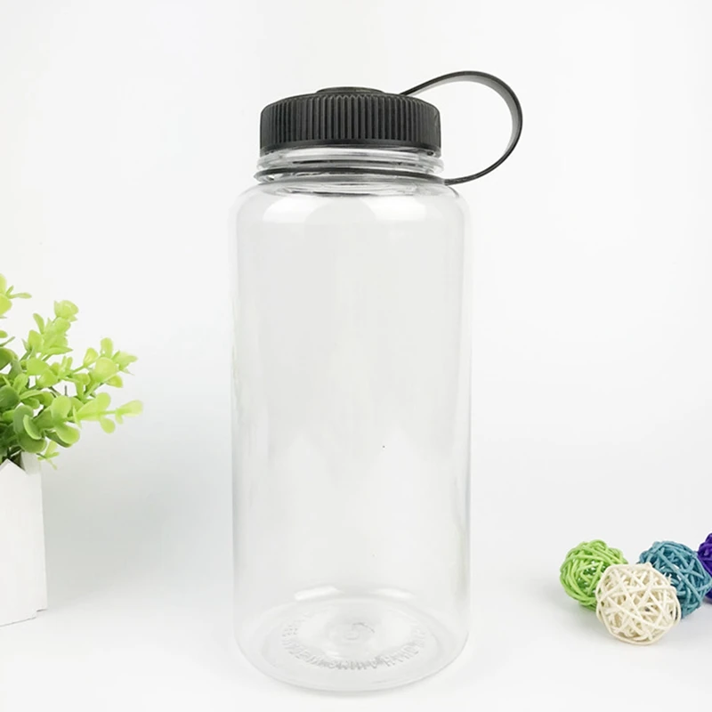 1000 мл пластиковая бутылка для воды с широким горлышком, большая емкость, без бисфенола, тренировочная бутылка для питьевой воды с двойной шкалой