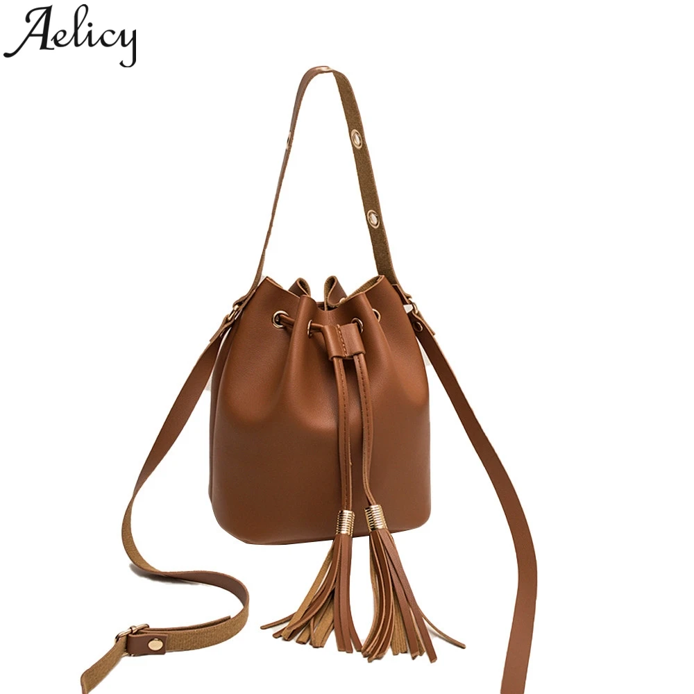 Aelicy, модные женские кожаные сумки на плечо ярких цветов, клатч, сумка для женщин, сумки-мессенджеры, женские сумки с кисточками, сумка-мешок