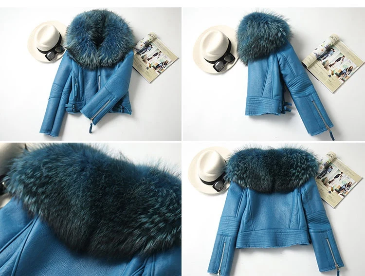genuine sheepskin leather jacket with raccoon fur collar (17)