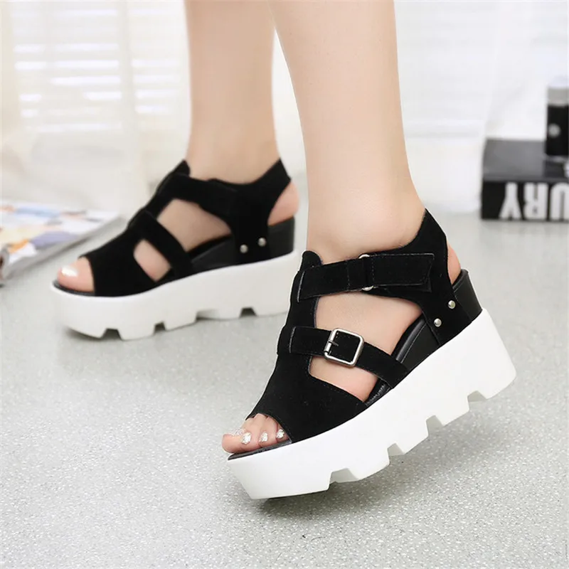 Avec De Femmes 3 2 Augmenté Printemps 1 Coréenne Et 4 À Fond Pente Sandales Des Tête Épais 2018 D'été Version 5 Poisson La Chaussures A BxnwpEOq4T