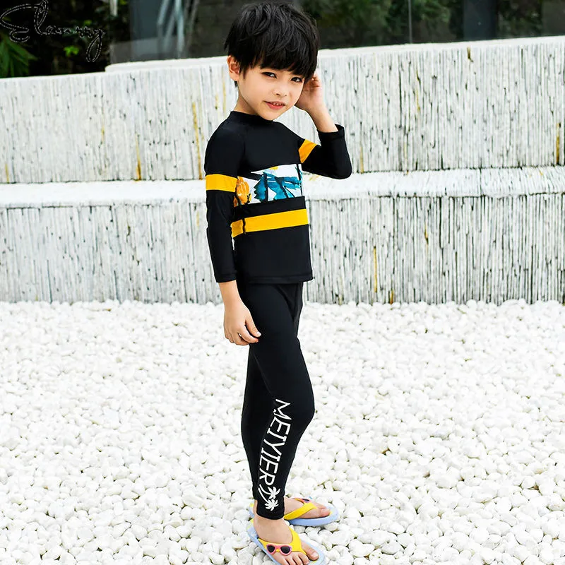 Детский Гидрокостюм для дайвинга с длинными рукавами, костюмы для мальчиков и девочек, детская защита от сыпи, 3 предмета, серфинг плавание, Mujer, детская одежда для пляжа