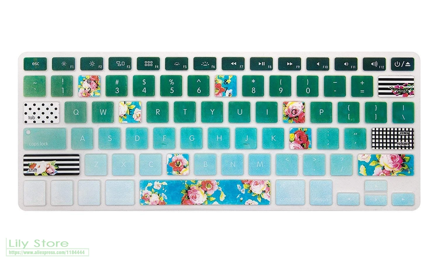 Artistic Rose Flowers in Green Keyboard Cover Silicone Skin for MacBook