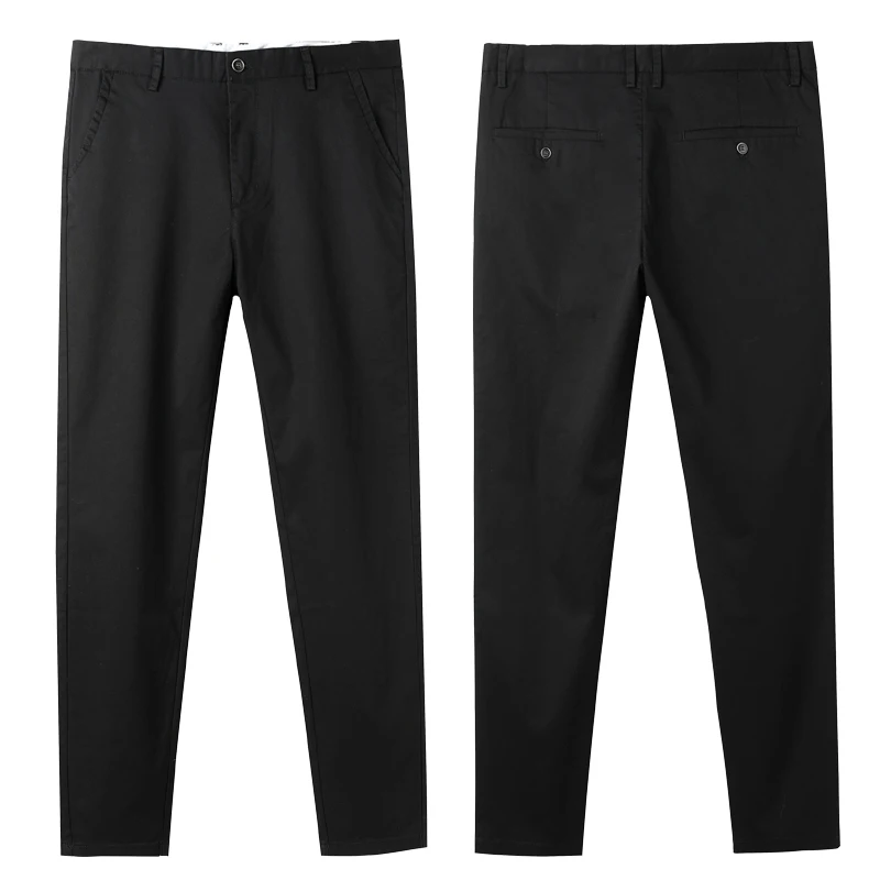 BROWON осенние мужские модные однотонные повседневные брюки мужские прямые немного эластичные по щиколотку высокое качество Формальные