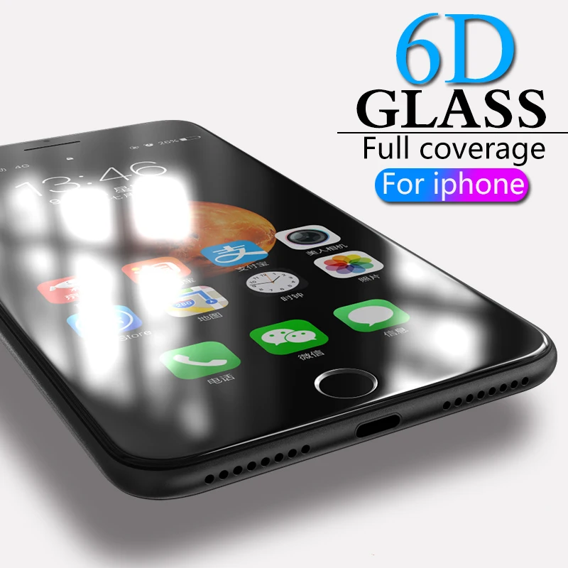 6D изогнутое полное покрытие краев закаленное стекло для iPhone 8 7 6 Plus X Защита экрана для iPhone 7 8 6 6s Plus защитное стекло flim