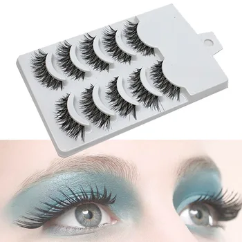 

5 Pairs Natural False Eyelashes Fake Lashes Long Makeup 3D Mink Lashes Eyelash Extension Mink Eyelashes for Beauty