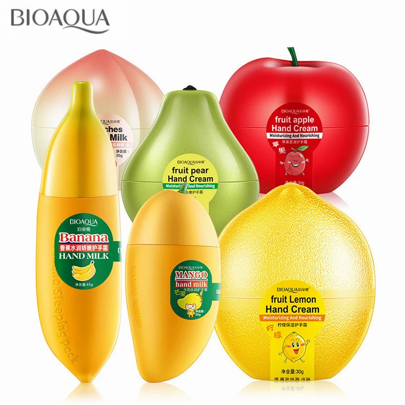 

BIOAQUA Cute Peach Banana Mango Pear Lemon Whitening Moisturizing Fruit Hand Cream for Winter Hand Care Lotion Nourishing Skin