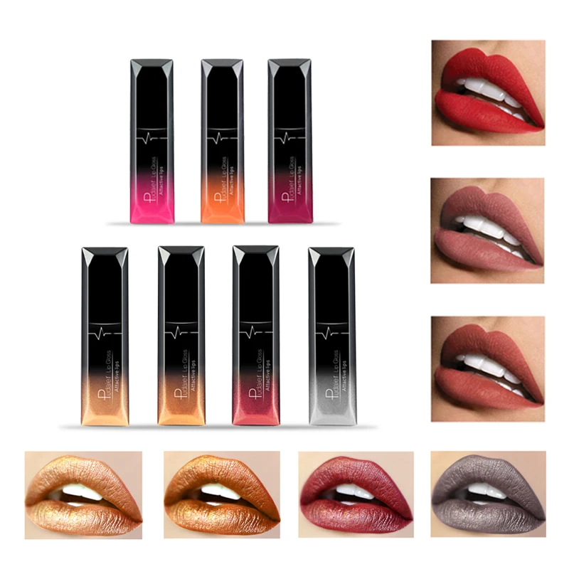 

pudaier 21 Colors Metallic Liquid Lip Gloss Waterproof Matte Lip Gold 24 Hours Long Lasting Velvet Lipstick Makeup Cosmetics