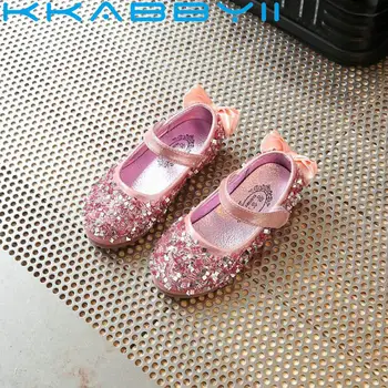 

Fashion Girls Leather Shoes Sequins Glitter Shoes For Girls Spring Autumn Children Princess Shoe Pink Silver Golden