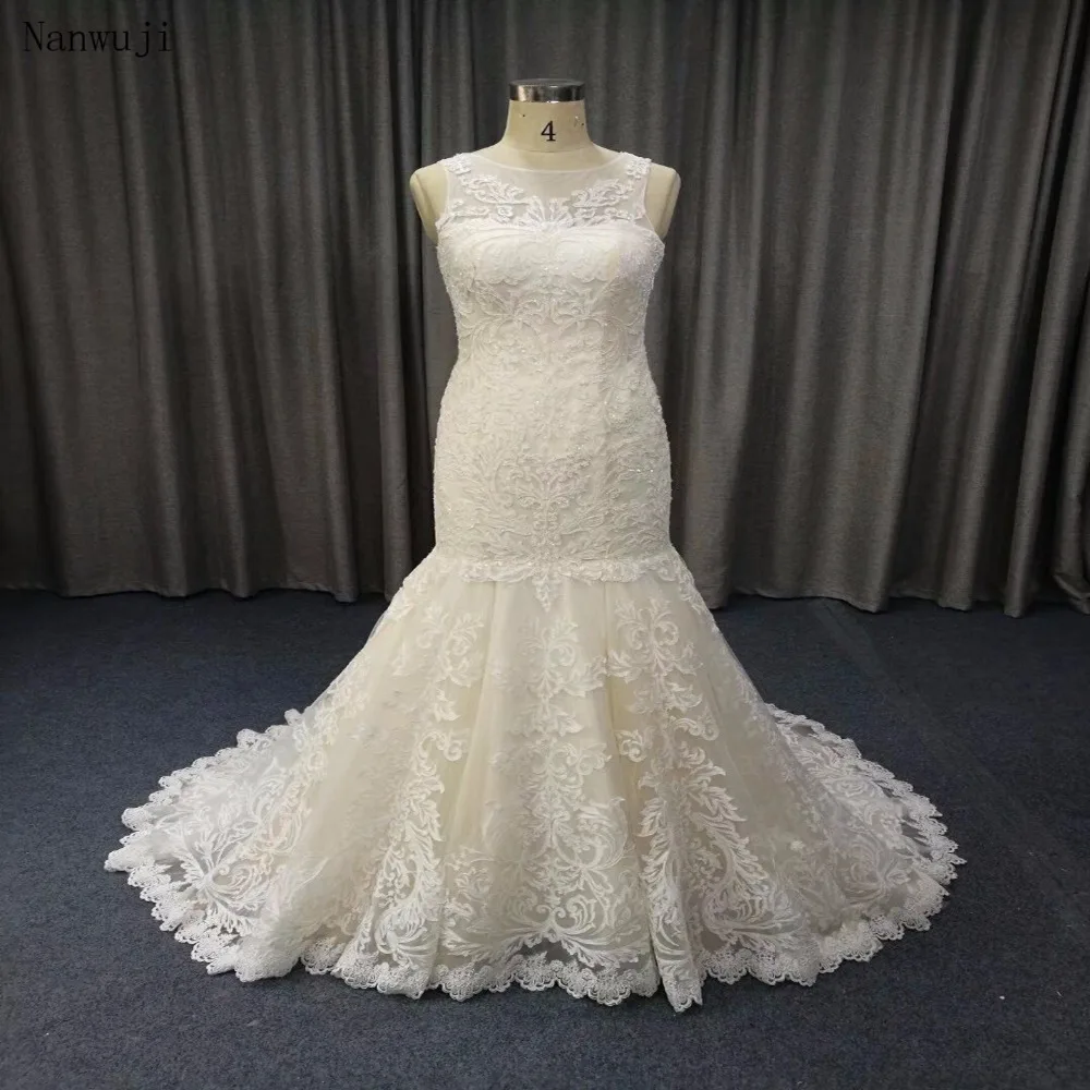 

Eslieb lace Crystal Wedding Dress 2018 Custom made Mermaid Wedding Dresses 100% High Quality Bridal Dresses