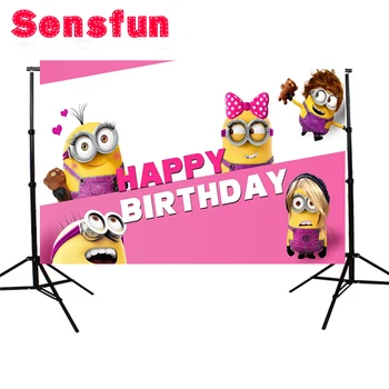 

7x5ft Cartoon Animals Girls Birthday Party for Children Custom Photo Studio Backdrop Background Vinyl