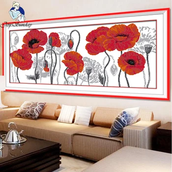 

JOY SUNDAY,Needlework,DIY DMC Cross stitch,Sets For Embroidery kit Beautiful flowers home decoration Counted Cross-Stitching