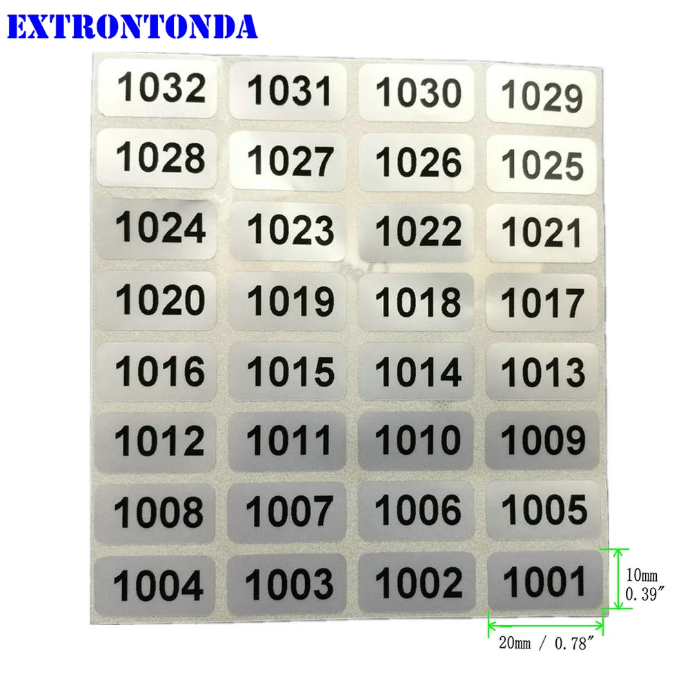 1000 серебряные наклейки с последовательными цифрами от 1001 до 2000 наклейки для инвентаризации Водонепроницаемые 20x10 мм маленький размер