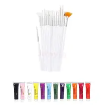 12 Цветов краска для ногтей пигмент трубка+ 15 шт Нейл-арт пунктирный рисунок Краски ing ручка кисточки