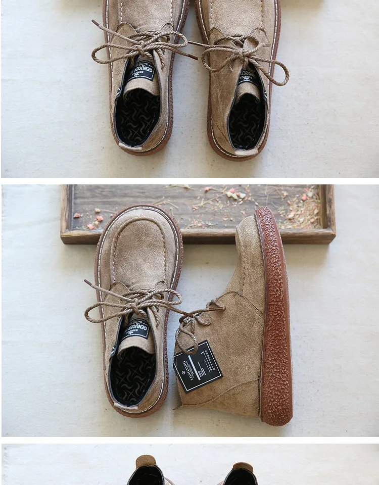 JNNGRIOR/женские художественные ботинки на плоской подошве из натуральной кожи в стиле ретро; обувь ручной работы; удобные универсальные повседневные ботинки с мягкой подошвой