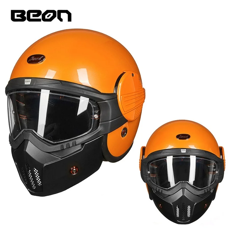 1 шт Профессиональные 3/4 очки для лица винтажные съемные Кафе Racer Ретро Маска СТЕКЛОВОЛОКНО мотоциклетный шлем для мотокросса - Цвет: orange