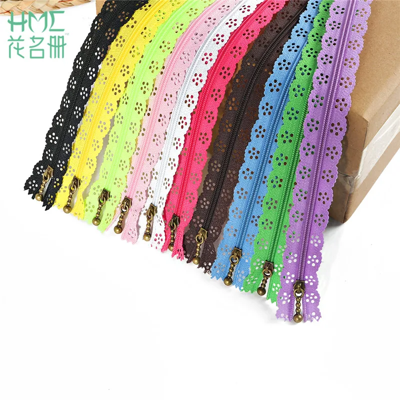 

High Quality 20/25/35cm 3# Random Mixed Color Zippers Lace Nylon Finish Zipper for Sewing Handcraft DIY Accessories 10pcs/lot