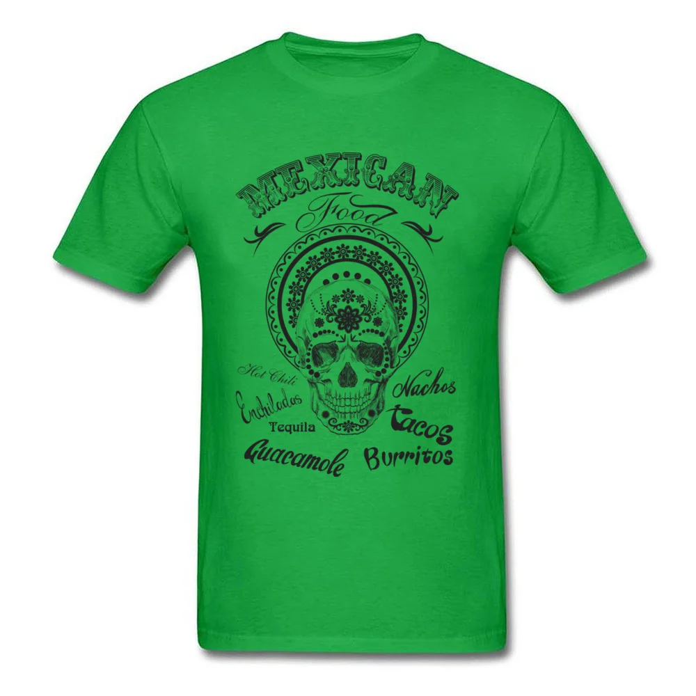 Mexican skull Tops Shirts High Quality O-Neck Summer Short Sleeve 100% Cotton Men's T-shirts 3D Printed Tee Shirt Mexican skull green