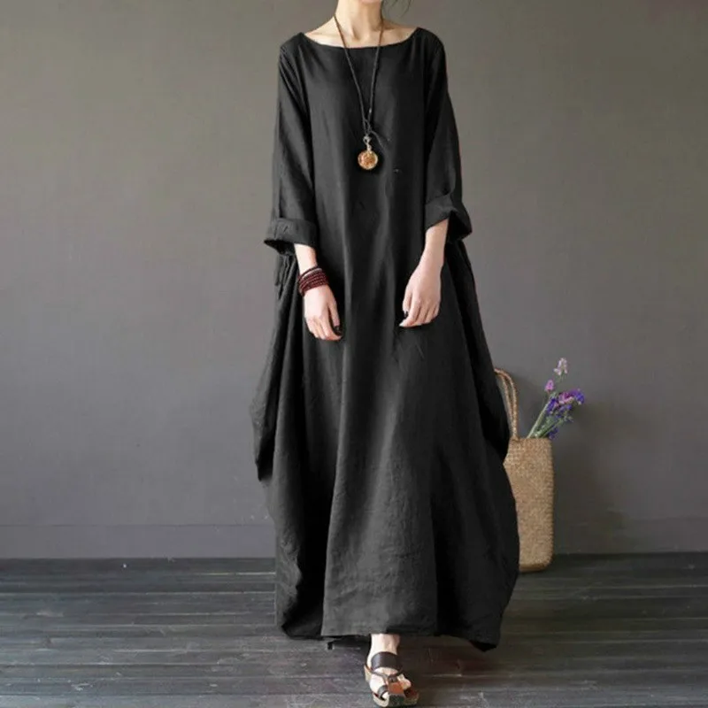 

2019 Summer autumn Plus Size Dresses Women 4xl 5xl Loose long vintage Dress Boho Shirt Dress Maxi Robe fashion Female