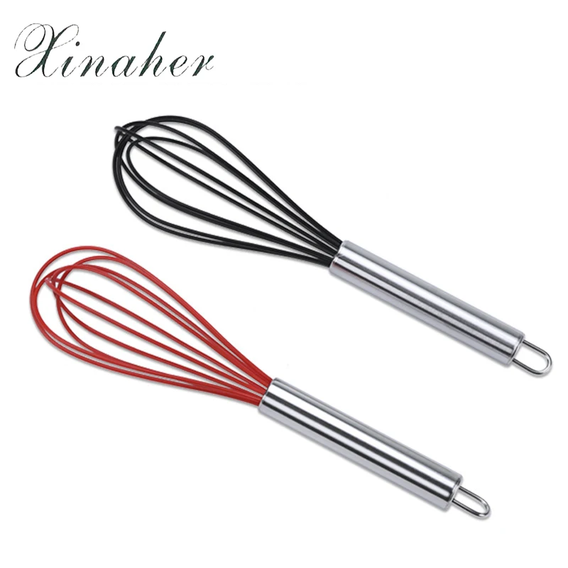 XINAHER Bake Manual Egg Beater Stainless Steel Handle Silicone Egg