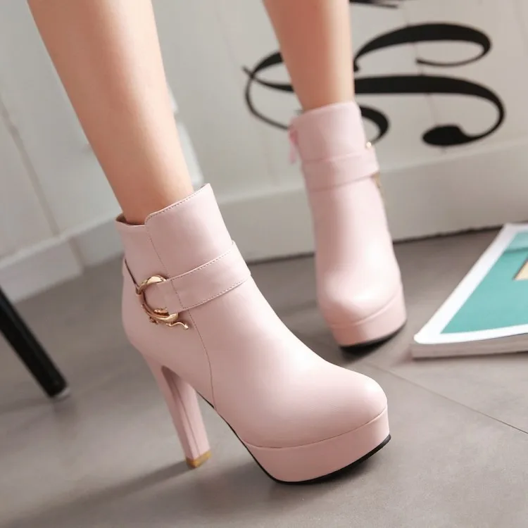 Womens Fashion Elegant Booties High Heels Shoes For Ladies Online Black And White Platform Ankle Boots Pink Beige46