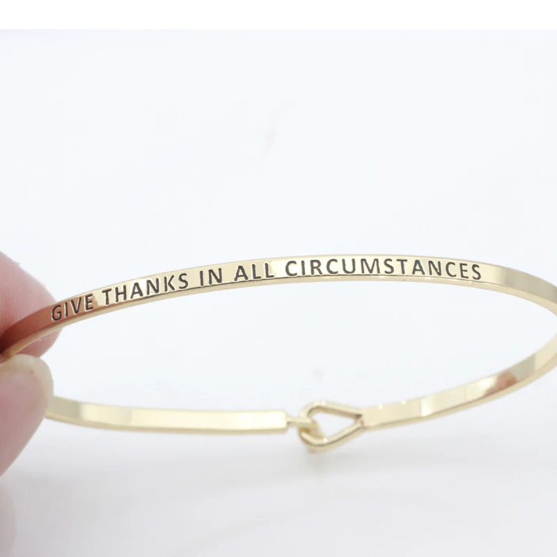 

Hot Selling Letter Bangles "GIVE THANKS IN To ALL CIRCUMSTANCES" Best Gift for Thanks Giving Day YP6446