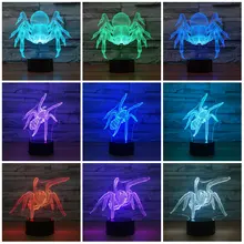 7 цветов Изменение животных Новинка Spide 3D ночник для детей Животное Светодиодная настольная лампа Светодиодная лампа ночник для ребенка подарок IY803407