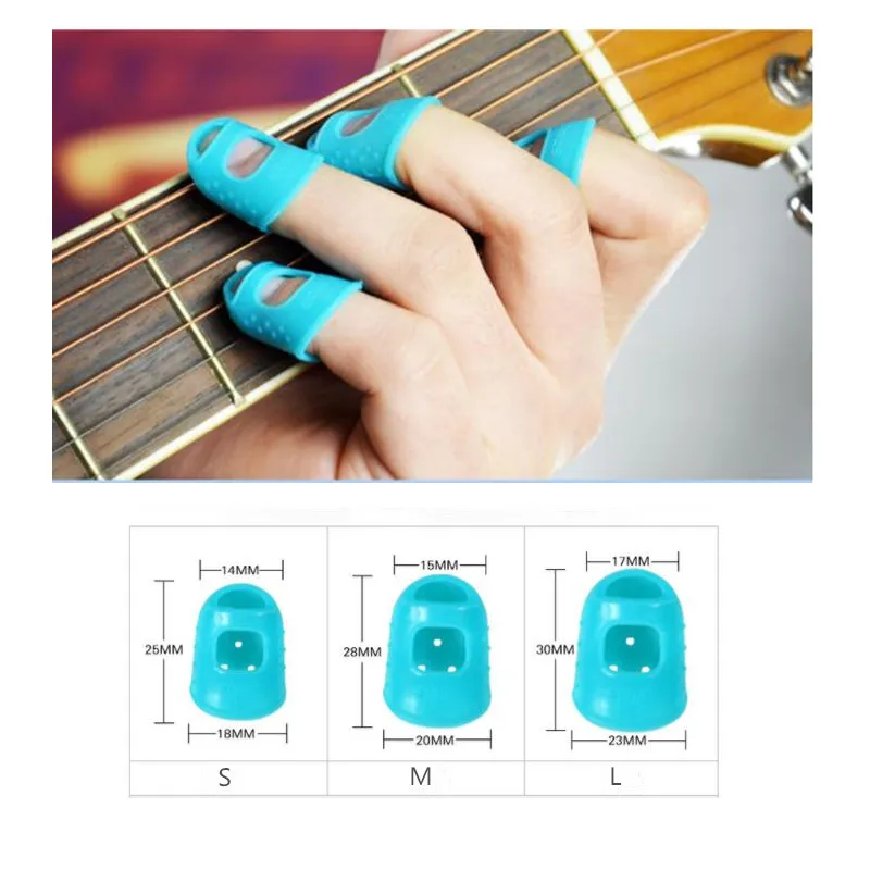 

ZONAEL Silicone Guitar Thumb Finger Picks Protector Plectrum Fingertip thimble Finger Guard safety protect caps BLUE 10PCS/LOT