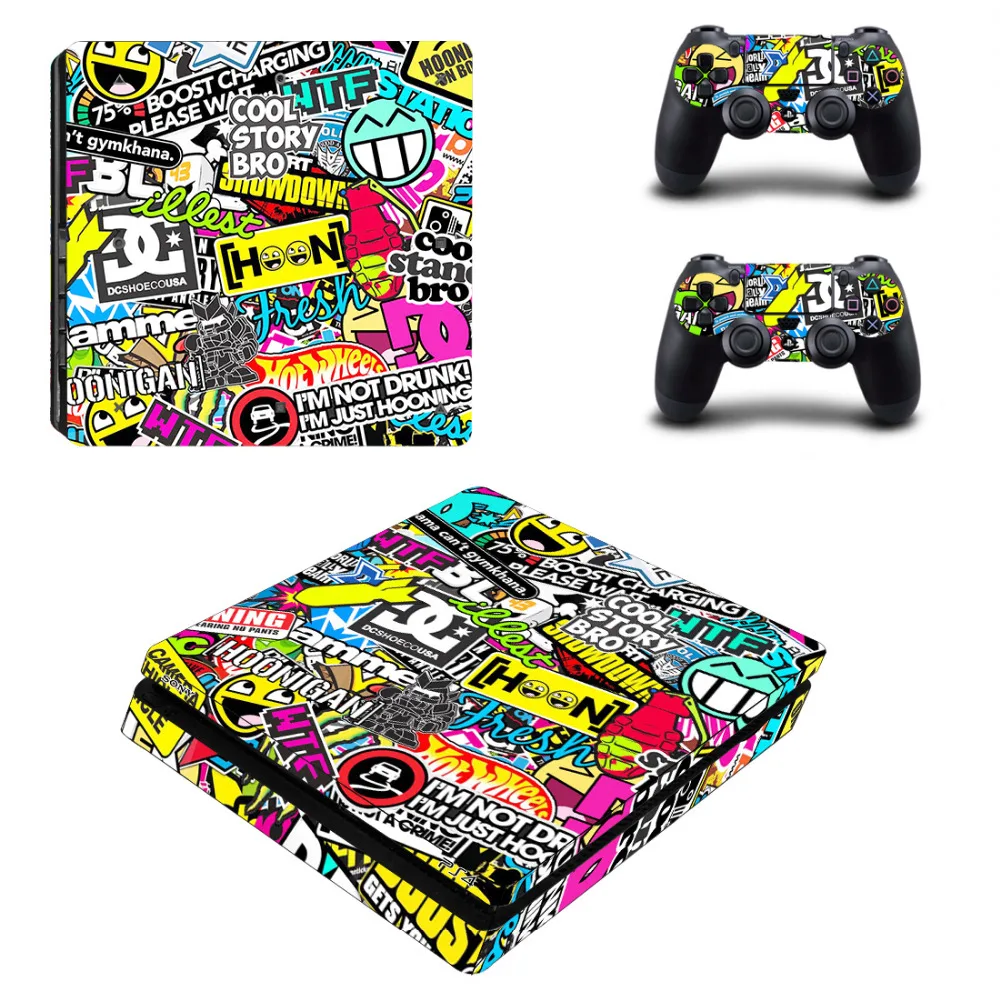 

Graffiti Booming PS4 Slim Skin Sticker Decal For Sony PS4 PlayStation 4 Slim Console and 2 Controllers PS4 Slim Sticker