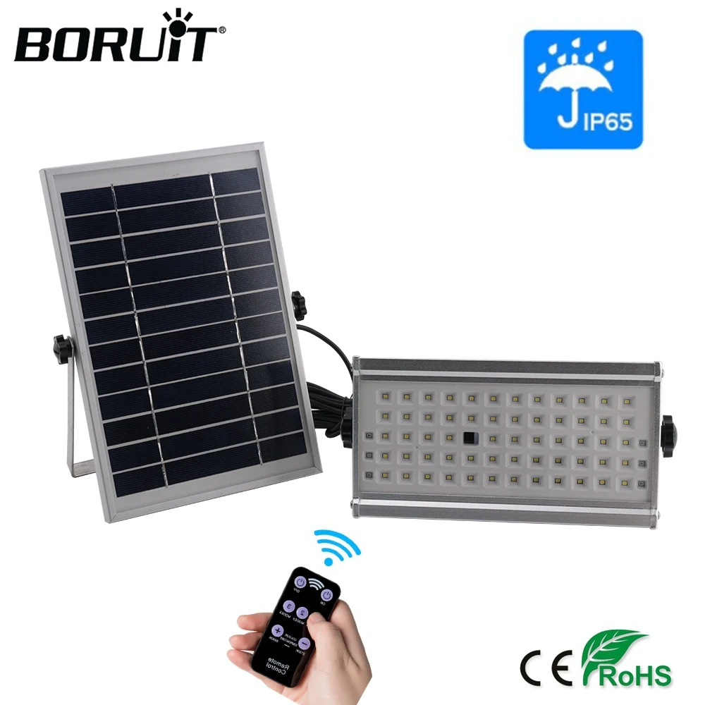 

BORUiT 65LED Outdoor Solar Light 1500lm Motion Sensor Solar Spotlight Remote IP65 Waterproof Wall Lamp Home Security Night Light