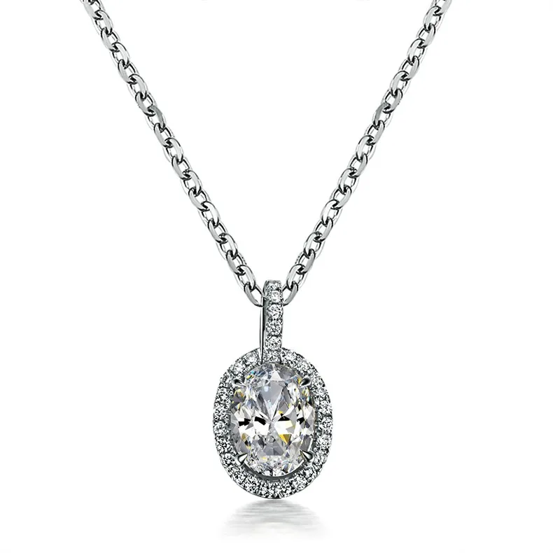 ZOCAI овальной огранки 0,6 CT Certified D-E/VVS Diamond 18 К белого золота кулон с 925 серебряная цепь цепочки и ожерелья D03815