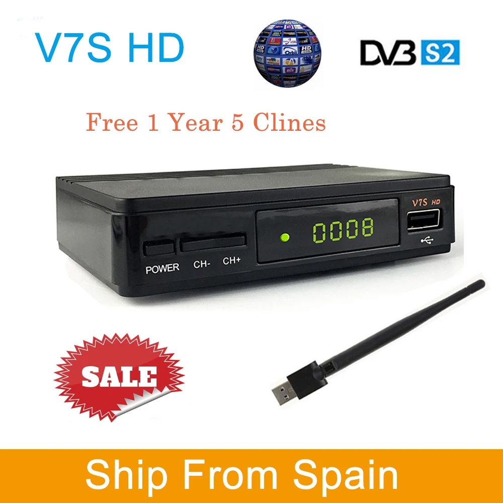 

Freesat V7S HD DVB-S2 Digital Satellite Receiver Full 1080P+USB WiFi Upgrade From V7 HD Receptor With 1 Year Cccam Cline