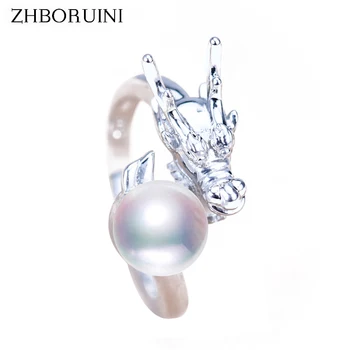 

ZHBORUINI 2019 Fashion Pearl Ring Pearl Jewelry Loong 925 Sterling Silver Jewelry For Women 8-9mm Natural Freshwater Pearl Gift
