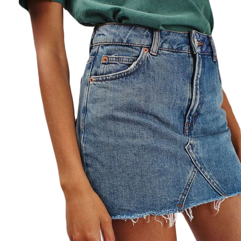 Женская модная джинсовая короткая юбка джинсы