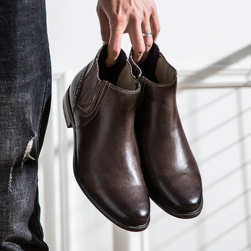 Классические мужские ботинки; итальянские мужские ботинки «Челси» ручной работы; высококачественные кожаные осенние ботильоны; Мужские модельные туфли для свадебной вечеринки