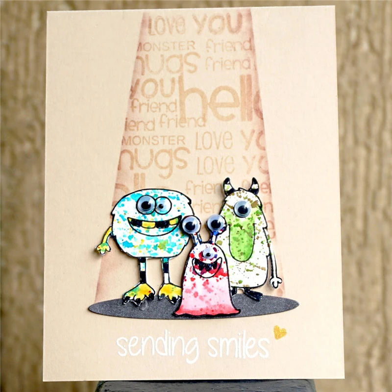 

YaMinSanNiO Monster Squad Animal Stamp and Dies 2019 for Card Making Scrapbooking Album Embossing Paper Craft Stamp with Die Set